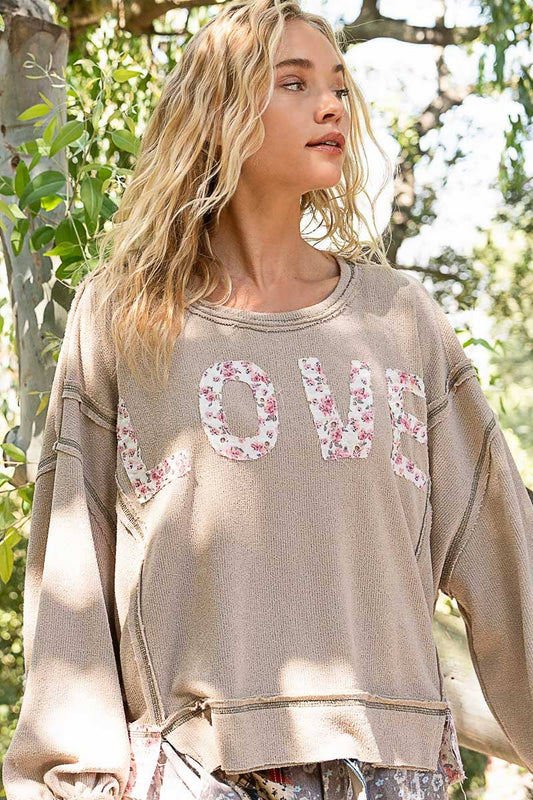 Floral Love Patch Sweater Top