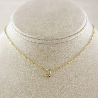 18k gold filled mini cowgirl boot necklace with pave CZ view 6