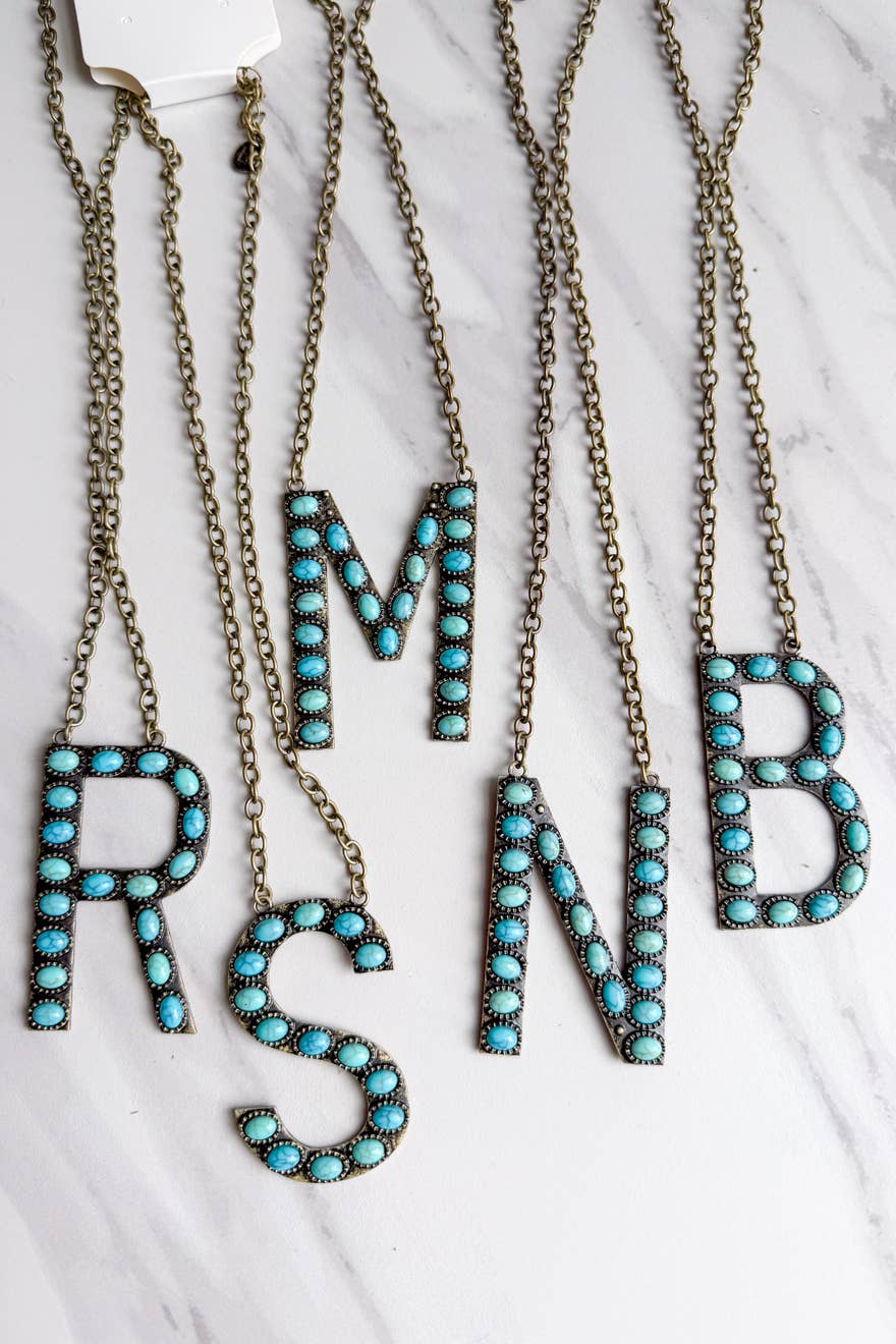 Blaze Initial Necklace- Bronze
