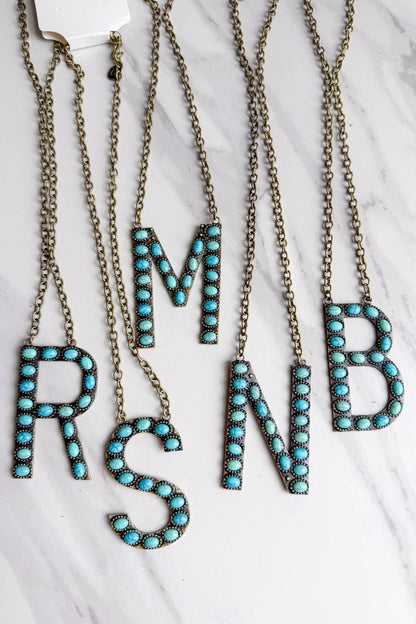 Blaze Initial Necklace- Bronze