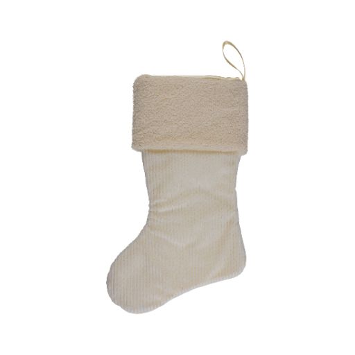 White Corduroy Christmas Stocking - Personalized ***Ships Mid-October***