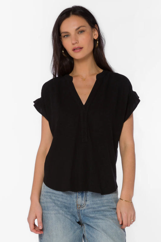 Avery Linen Top - Black