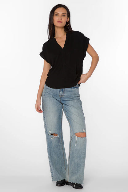 Avery Linen Top - Black