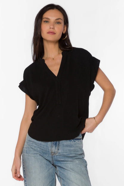 Avery Linen Top - Black