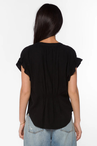 Avery Linen Top - Black