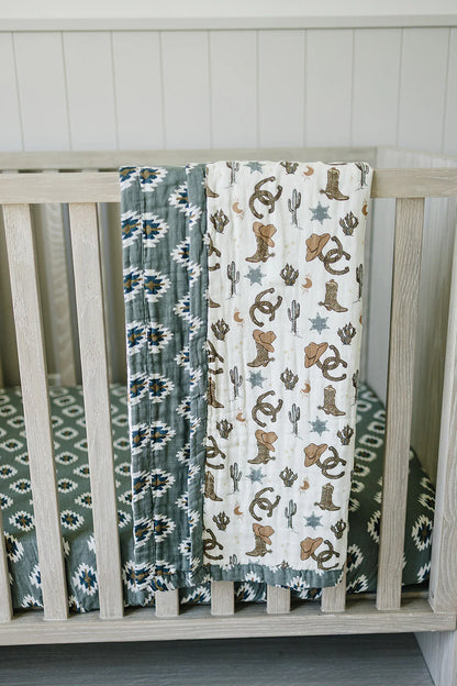 Southwest Aztec & Outlaw Cowboy Muslin Quilt