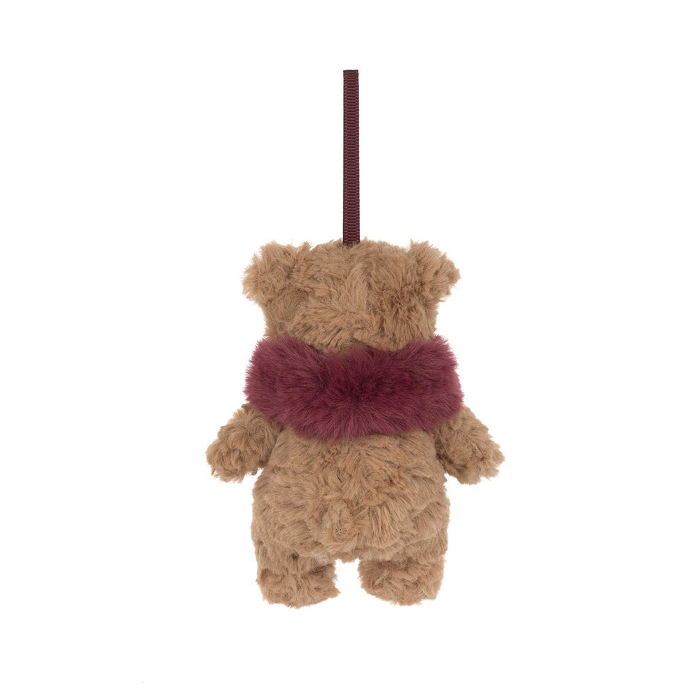 Jellycat Bartholomew Bear Winter Warmer Decoration back view