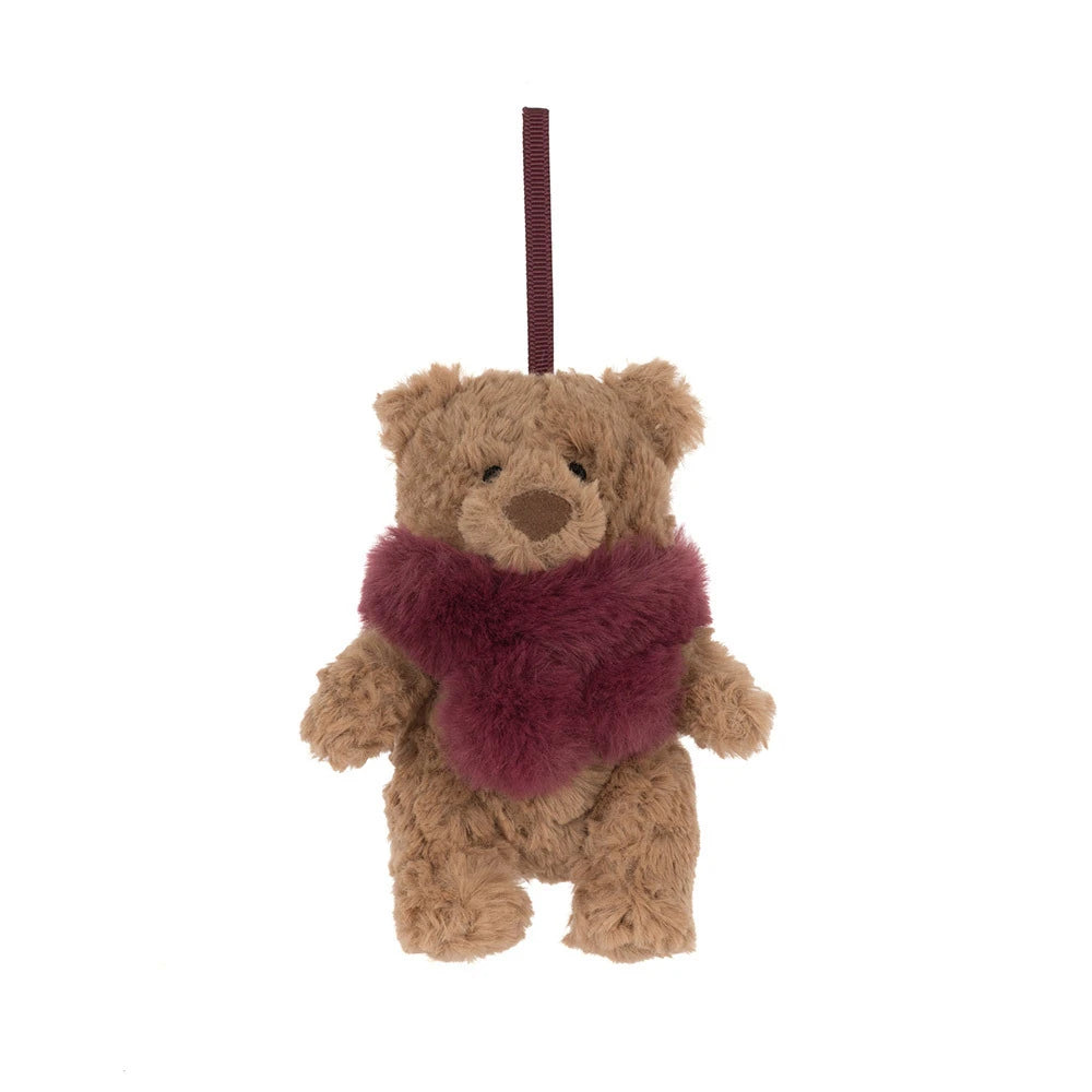 Jellycat Bartholomew Bear Winter Warmer Decoration hanging loop