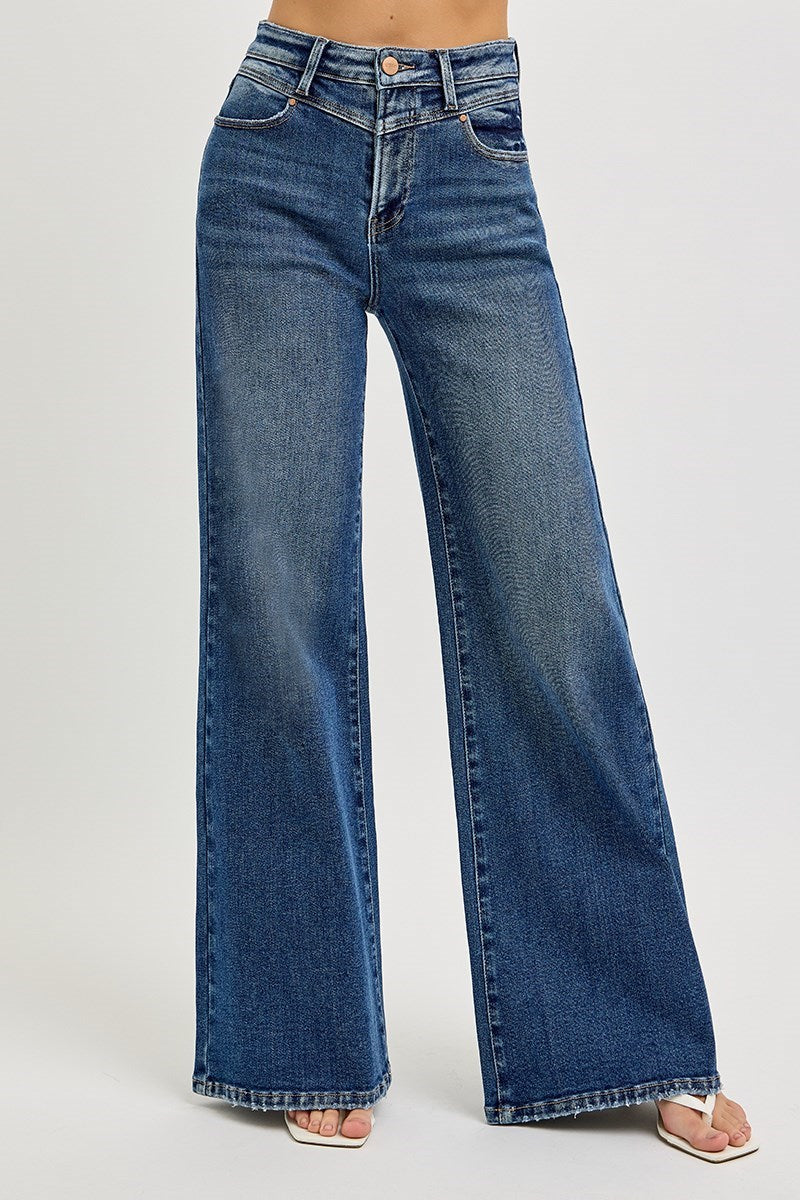Front Yoke High Rise Wide Leg Jeans