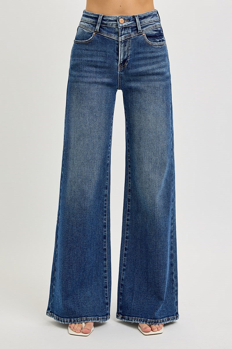 Front Yoke High Rise Wide Leg Jeans