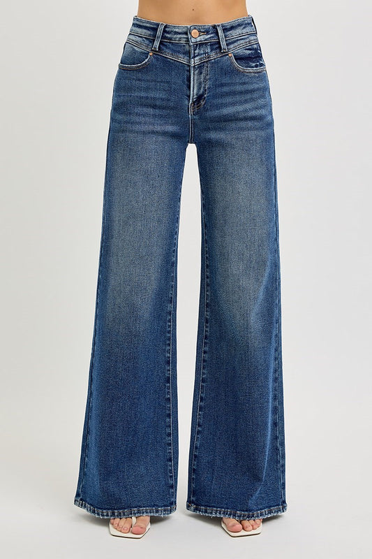 Front Yoke High Rise Wide Leg Jeans