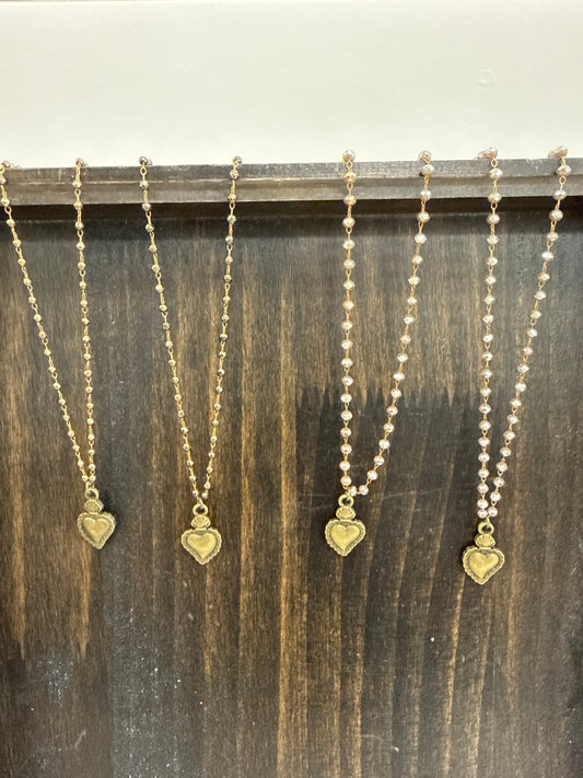 Bronze Heart Crystal Necklace