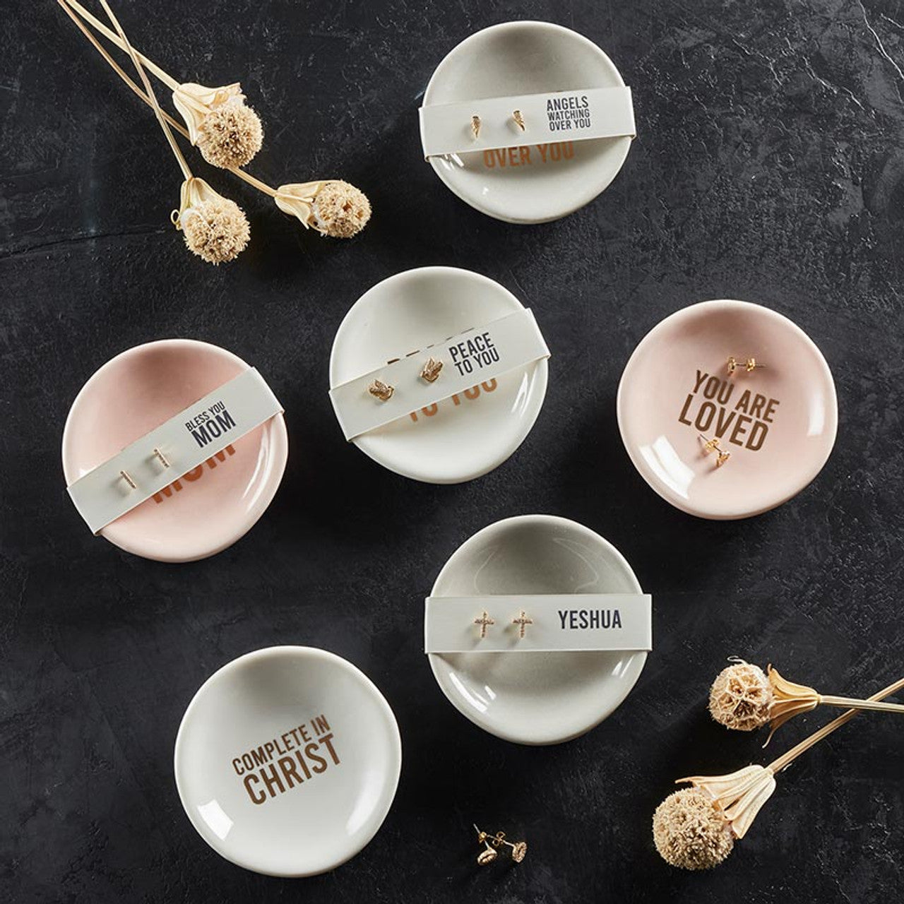 Bless You Mom Earrings & Ceramic Dish Set