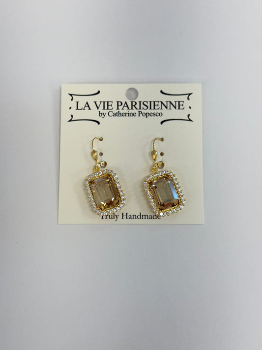 Emerald Cut Crystal La Vie Earrings
