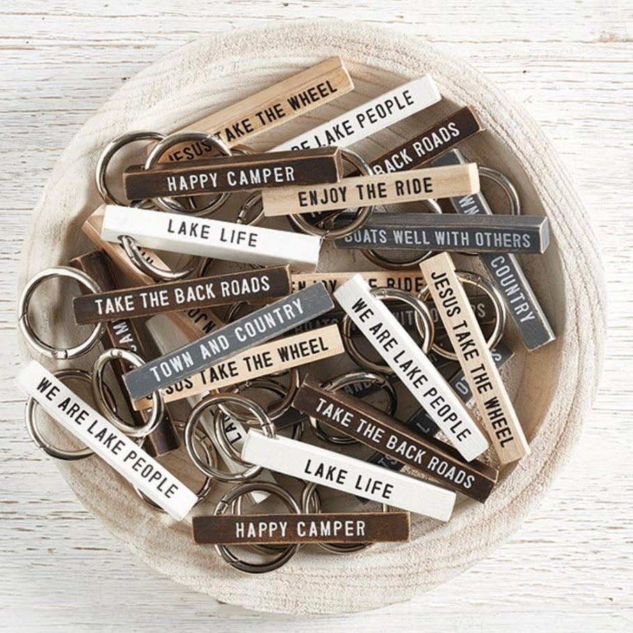 Take the Back Roads Wooden Keychain