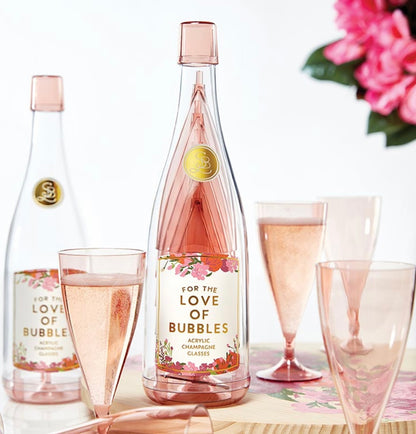 For the Love of Bubbles - Acrylic Champagne Bottle & Glasses Set