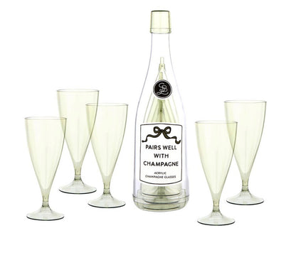 Pairs Well Acrylic Bottle with Champagne Glasses