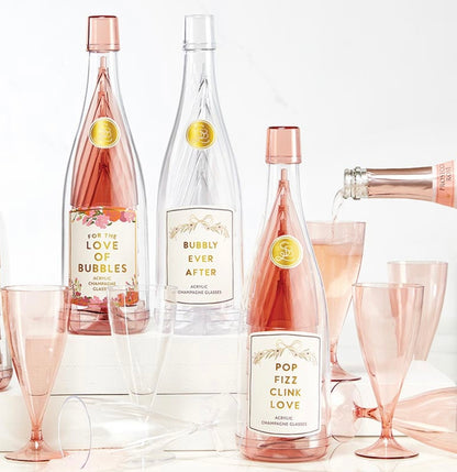 For the Love of Bubbles - Acrylic Champagne Bottle & Glasses Set