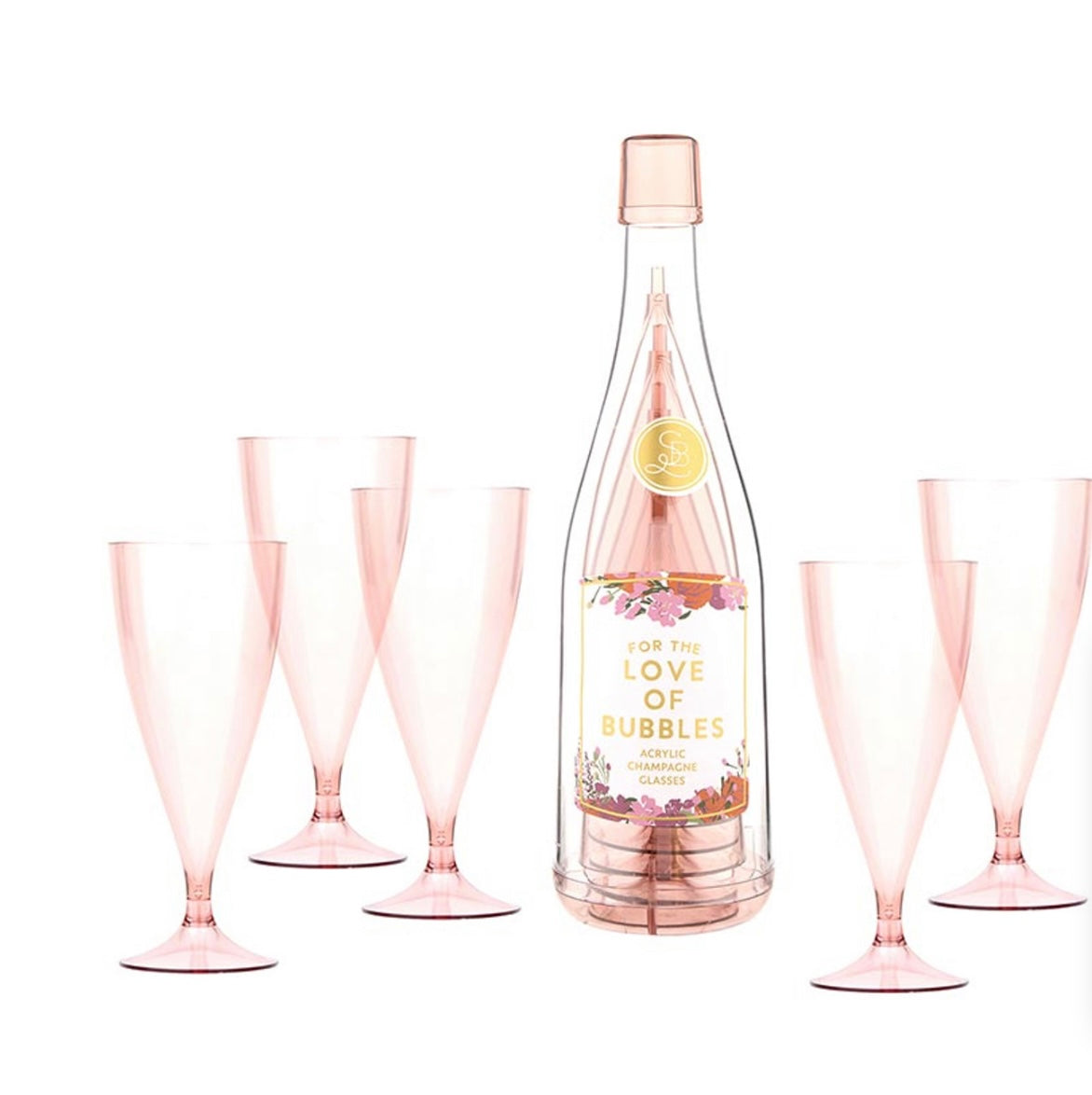 For the Love of Bubbles - Acrylic Champagne Bottle & Glasses Set