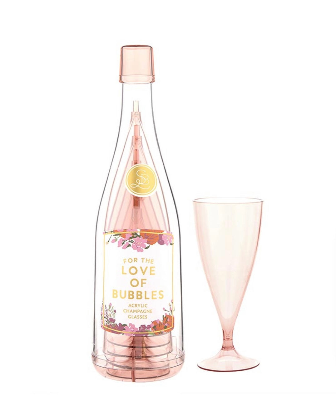 For the Love of Bubbles - Acrylic Champagne Bottle & Glasses Set