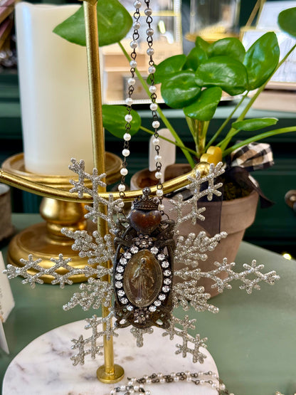 Large Gilded Miraculous Medal Snowflake Ornament