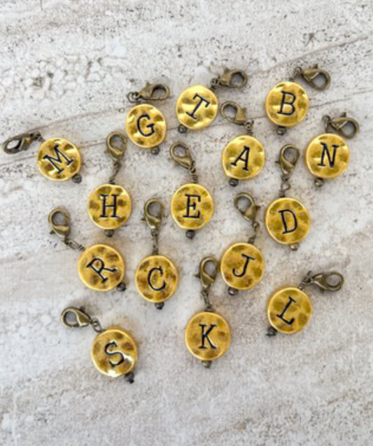 Vintage Gold Circle Letter Charms