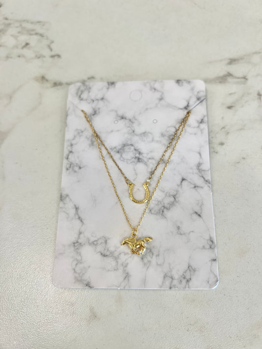 Horseshoe & Mustang Layered Necklace