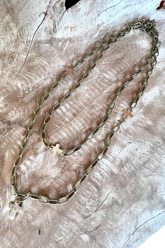 Marsha Bronze Cross Versatile Necklace