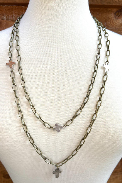 Marsha Bronze Cross Versatile Necklace