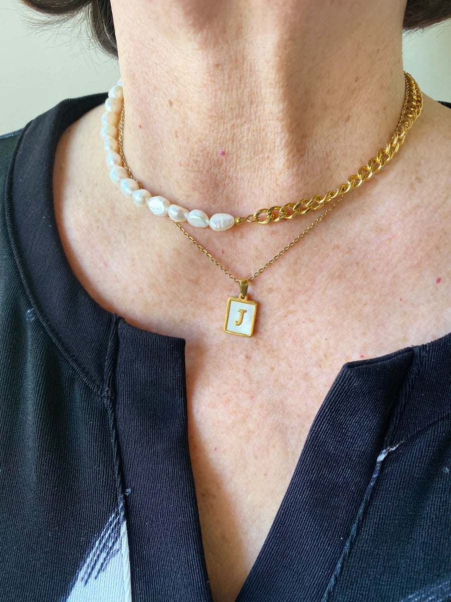 Lauren Pearl to Gold Necklace