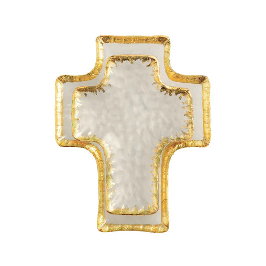 Glass Cross Tidbit Tray Set