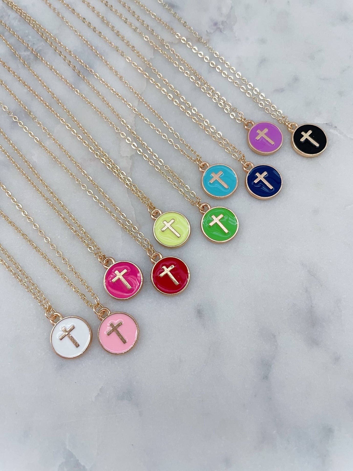 Colorful Cross Circle Necklace