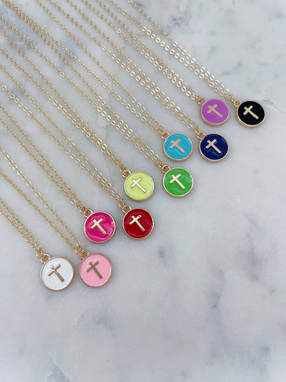 Colorful Cross Circle Necklace