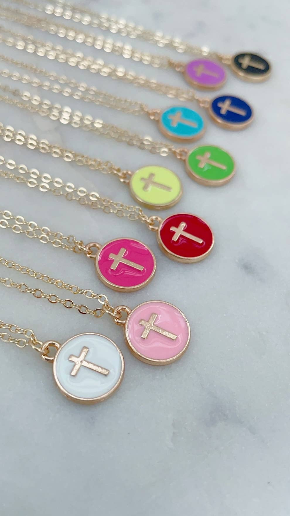 Colorful Cross Circle Necklace