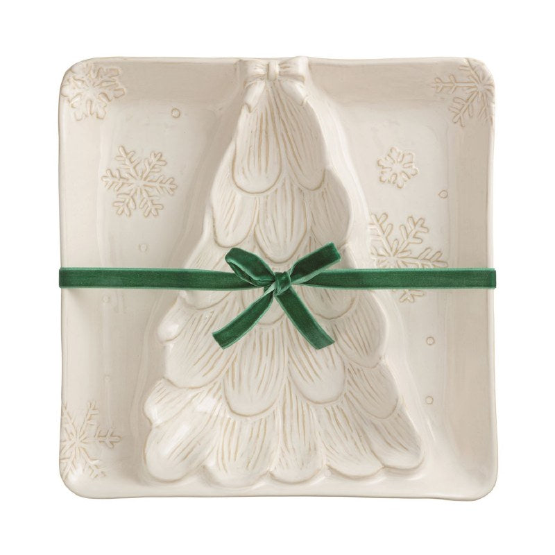White Christmas Tree Sectioned Server Tray