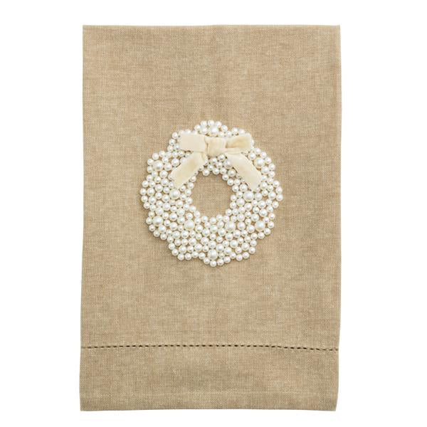 Wreath White Christmas Pearl Towel