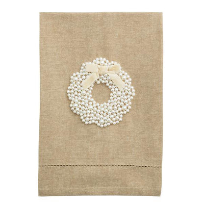 Wreath White Christmas Pearl Towel