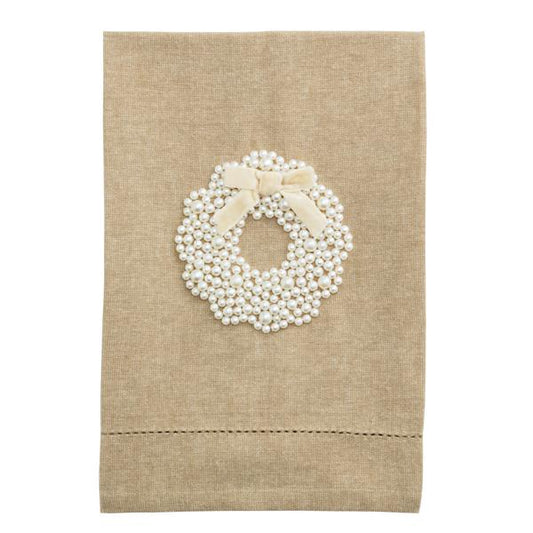 Wreath White Christmas Pearl Towel