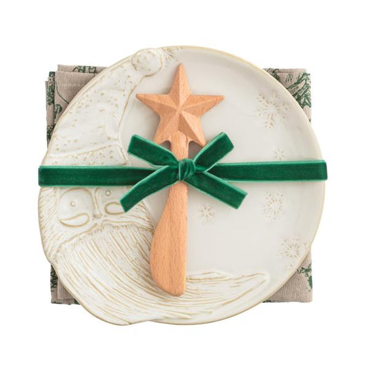 Santa & Moon Christmas Appetizer Plate Set