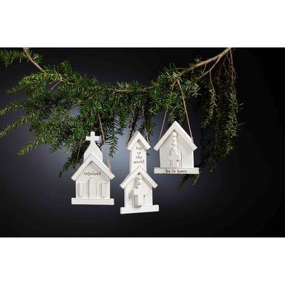 Rejoice White Church Ornament