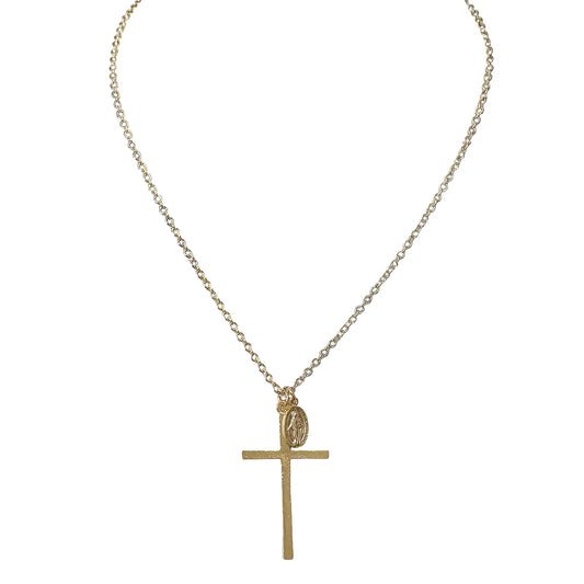 Gia Cross Miraculous Medal Necklace