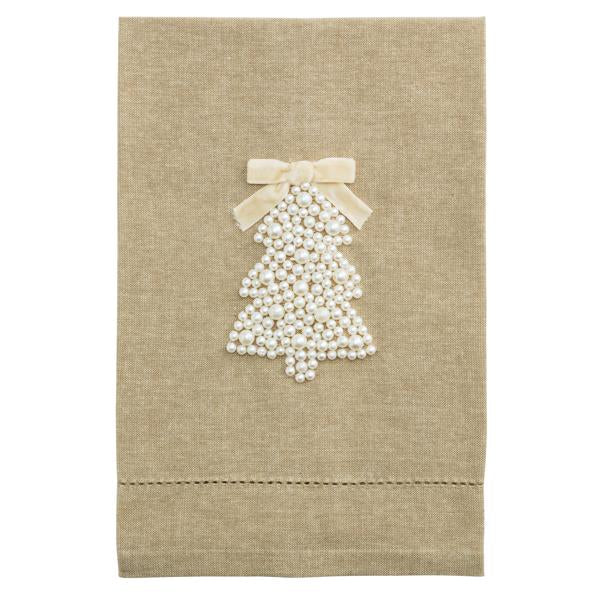 Tree White Christmas Pearl Towel