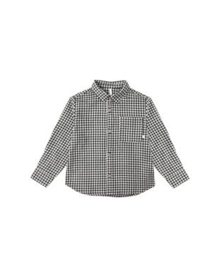 Black Gingham Long Sleeve Button Down Shirt