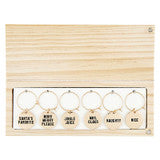 Holiday Spirits Bright Wine Glass Charms In Wooden Gift Box