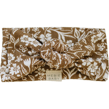 Brown Floral Ribbed Bamboo Knot Gown & Headband