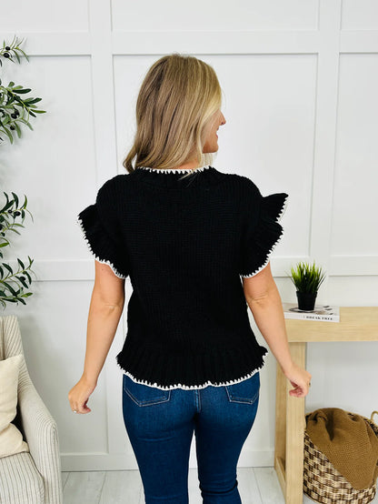 Buttoned Blooms Cardigan in Black