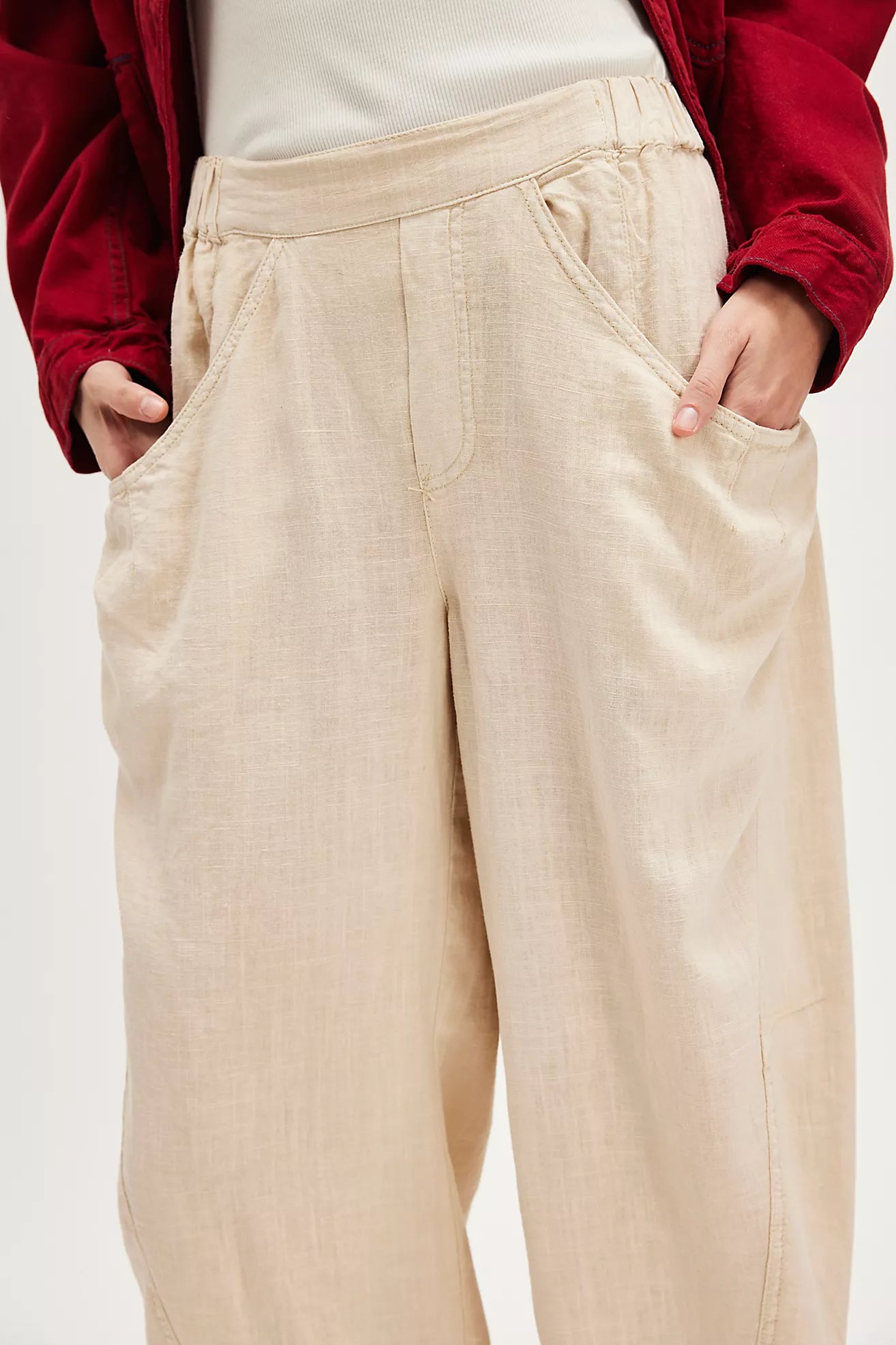 High Road Pull On Linen Barrel Pants