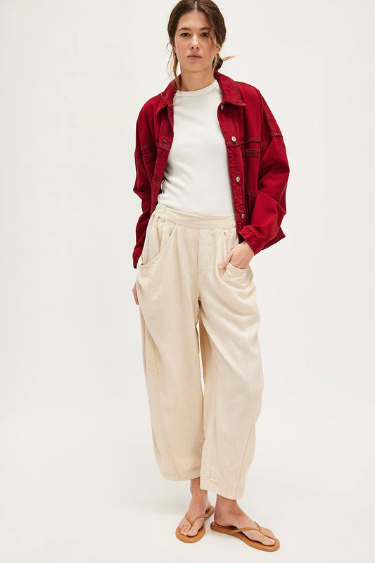 High Road Pull On Linen Barrel Pants