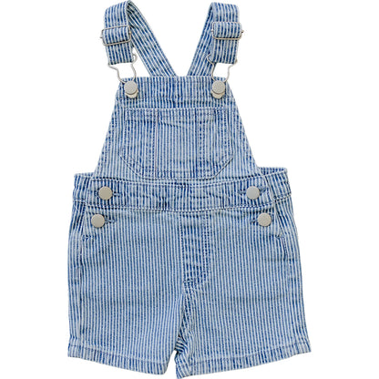 Blue Stripe Short Overalls