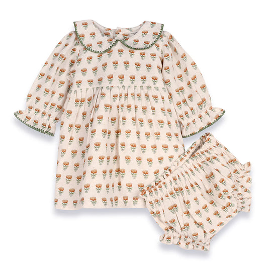 Ina Block Floral Print Dress and Bloomers Set
